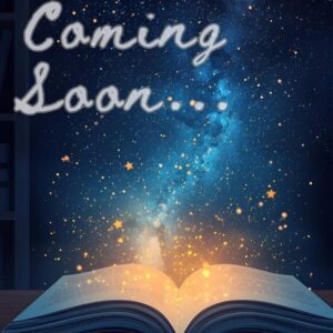 Magical open book, starry galaxy, "Coming Soon"