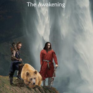 Viking warriors and bear by waterfall book cover